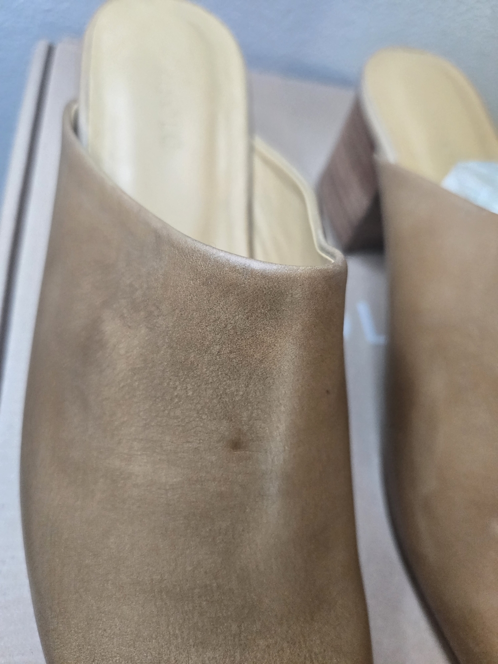 Nisolo All Day Womens Tan Leather Block Heel Mules Sz 8.5 New Flawed Ret $170 - Picture 4 of 12